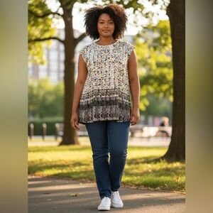 NWOT, Claire France, Plus Size Multi-Color Tunic, 1X